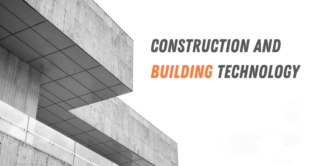 Modern construction and building technology concept with architectural design, showcasing innovative materials and smart construction techniques.
